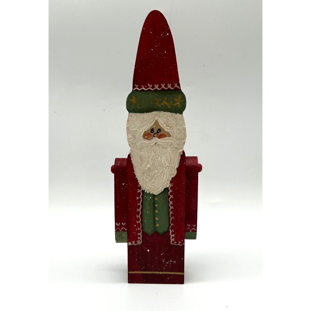 Wood Hand‎ Painted Santa Clause Articulated Moveable Arms 10.75" H EUC